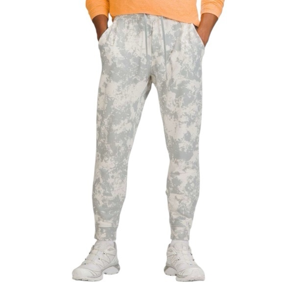 LULULEMON Sweatpants S Grey Tie-Dye/Marble Jogger Zip-Pocket-back Stretch Cotton